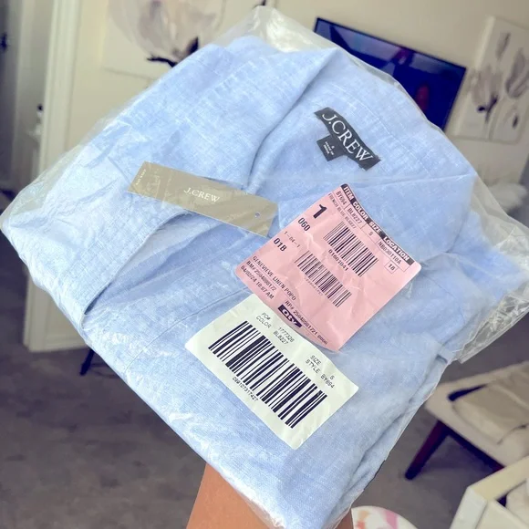 NWT J.Crew Genevieve linen popover French blue - Picture 4 of 5